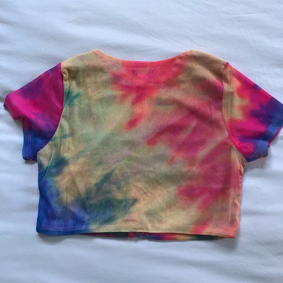 Rainbow tie dye mesh crop top - Picture 2 of 3